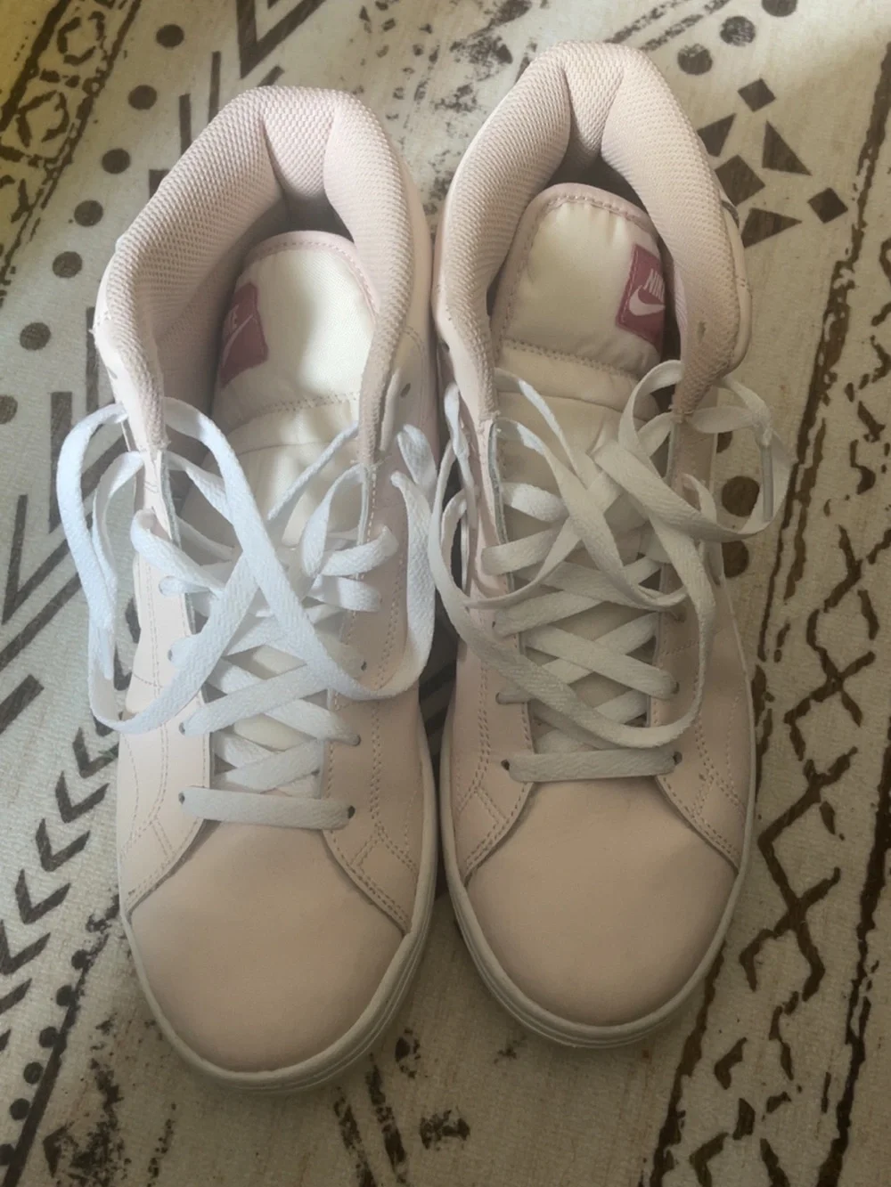 Nike Women's Mid-Top Sneakers in Pale Pink and White